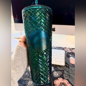 Starbucks Iridescent Teal Green Diamond Jewel Tumbler